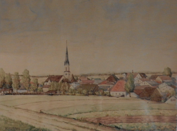 alte Ansicht von Eitensheim - gemaltes Bild von Hans Hutter