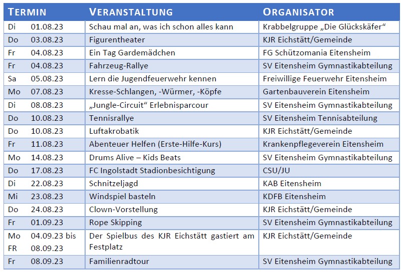 Ferienprogramm 2023