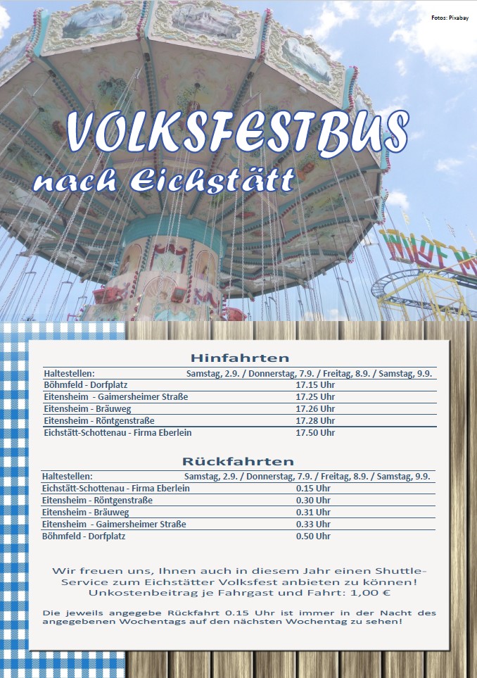 Volksfest-Shuttlebus für die sichere Heimfahrt nach Eitensheim