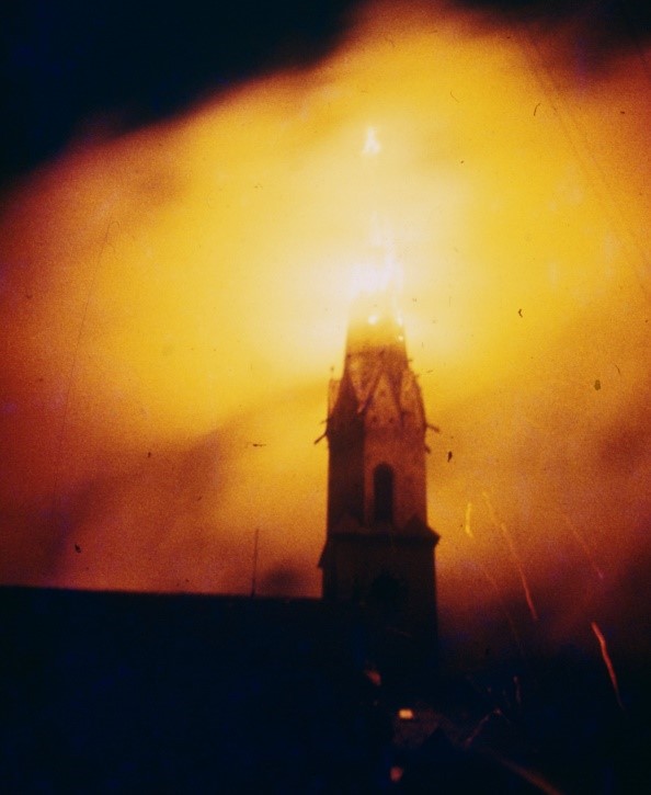 Kirchturmbrand der Pfarrkirche St. Andreas am 08.12.1959