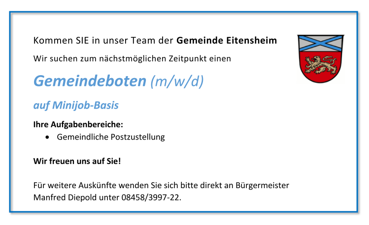 Stellenausschreibung Gemeindebote (m/w/d) 